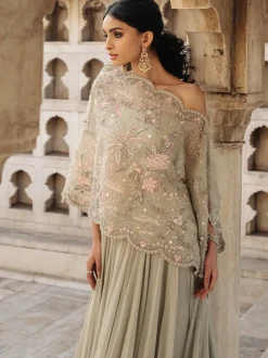 Swirly Wrap Stole Bandeau Lehenga Set