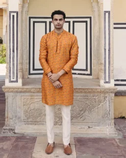 Tangerine Printed Kurta Set