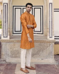 Tangerine Printed Kurta Set