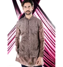 Taupe Chevron Nehru Jacket Set