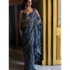 Teal Blue Sequin Sari