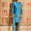 Teal Blue Thikri Printed Kurta Set
