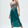 Teal Hand Embroidered Corset & Pick Up Skirt Set
