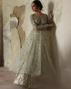 Teal Katan With Aqua Embroidered Lehenga Set