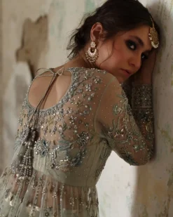Teal Katan With Aqua Embroidered Lehenga Set