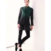 Teal To Black Ombre Nehru Jacket Set