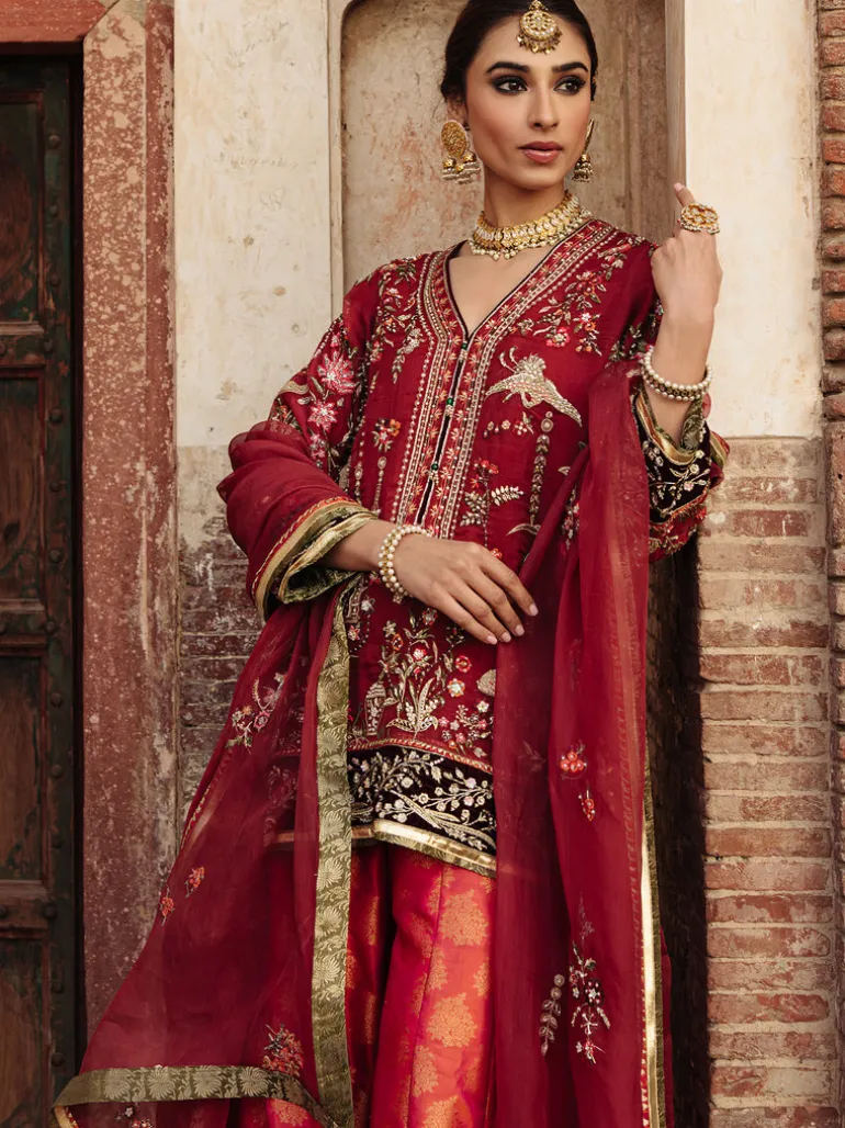 Terracotta Red Short Alisha Sharara Set
