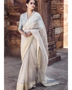 The Aquamarine Aurum Tissue Sari