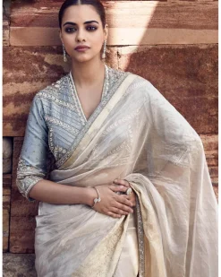 The Aquamarine Aurum Tissue Sari