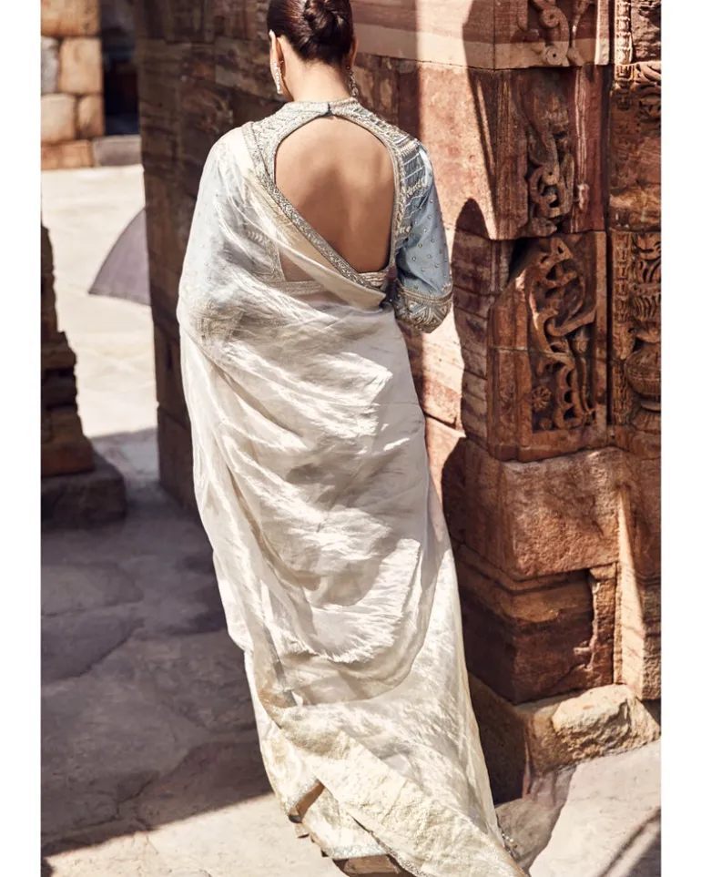 The Aquamarine Aurum Tissue Sari