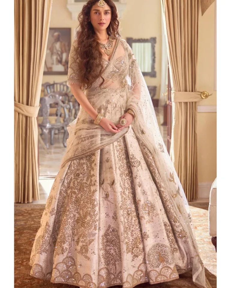 The Aurum Ekru Tree Of Life Lehenga Set