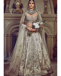 The Aurum Ekru Tree Of Life Lehenga Set