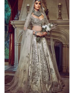 The Aurum Ekru Tree Of Life Lehenga Set