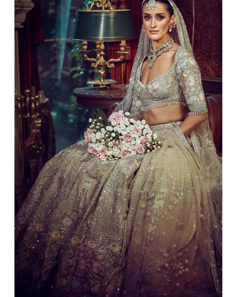 The Autumn Antelope Aged Gold Lehenga Set