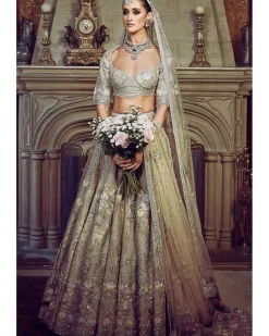 The Autumn Antelope Aged Gold Lehenga Set