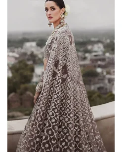 The British Charcoal Wild Masai Lehenga Set