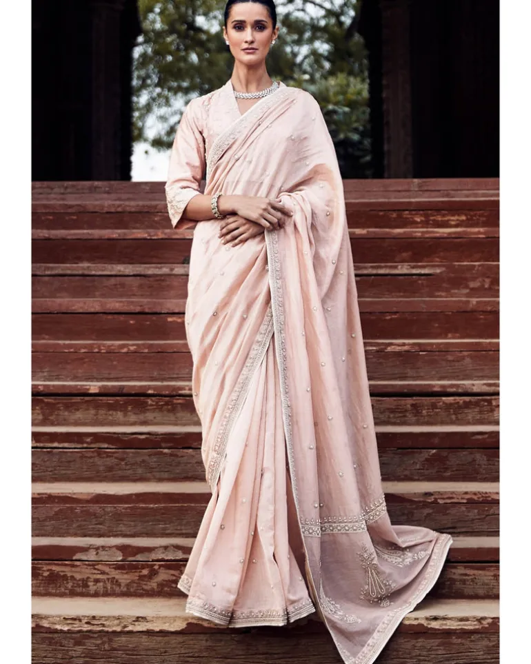 The Gulabi Kachi Kora Dori Maharani Gayatri Sari