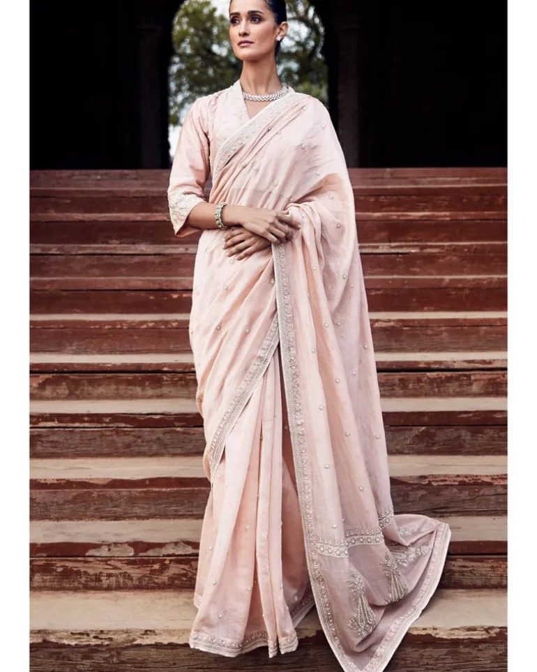 The Gulabi Kachi Kora Dori Maharani Gayatri Sari