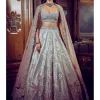 The Ice Blue Flamingo Landscape Lehenga Set