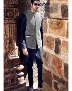 The Iconic Double Wing Pocket Bundy Jacket With A Saada Kurta Set