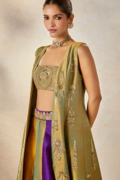 The Kesar Varak Long Jacket Lehenga Set