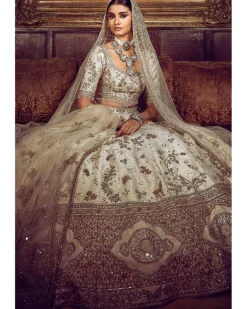 The Masai Landscape Aurum Aged Ekru Lehenga Set