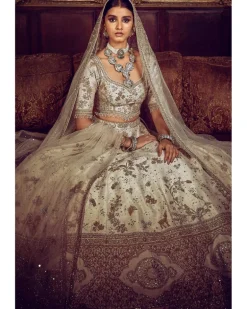 The Masai Landscape Aurum Aged Ekru Lehenga Set