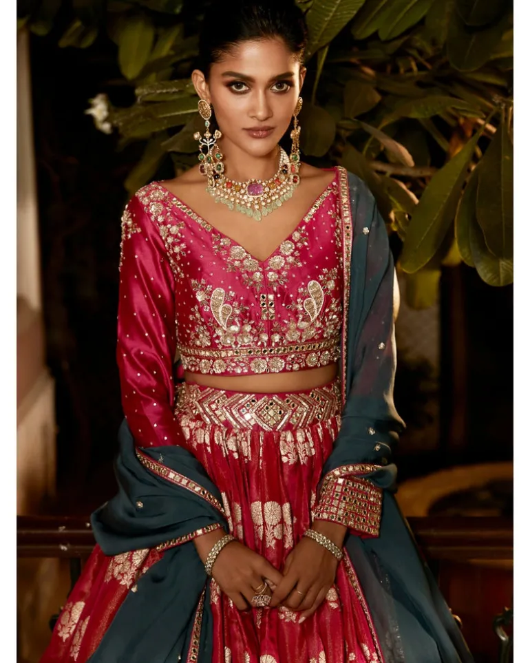 The Old Indian Hibiscus Lehenga Set