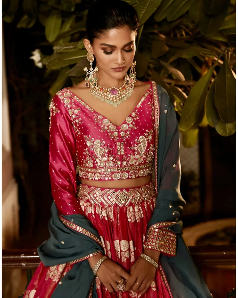The Old Indian Hibiscus Lehenga Set