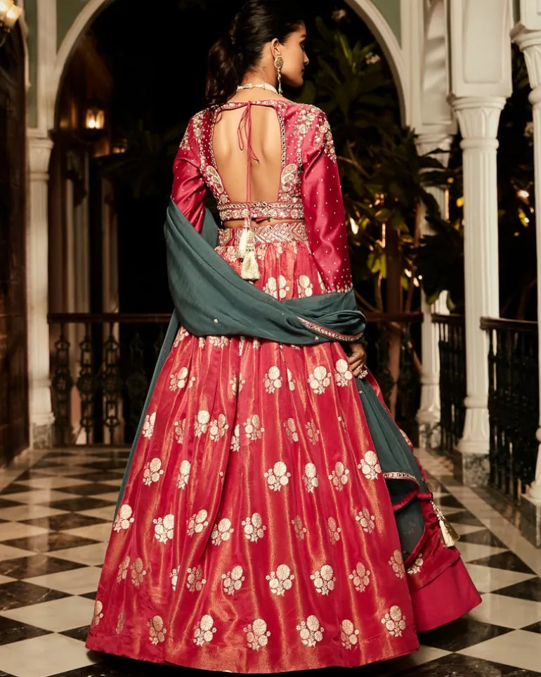 The Old Indian Hibiscus Lehenga Set