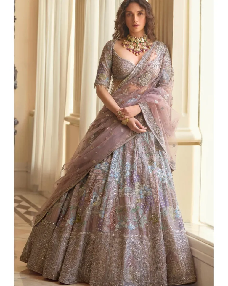The Palace Of Provence - Aged Lavender Lehenga Set