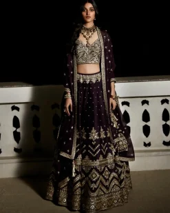 The Royal Matsya Midnight Plum Lehenga