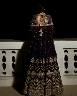 The Royal Matsya Midnight Plum Lehenga