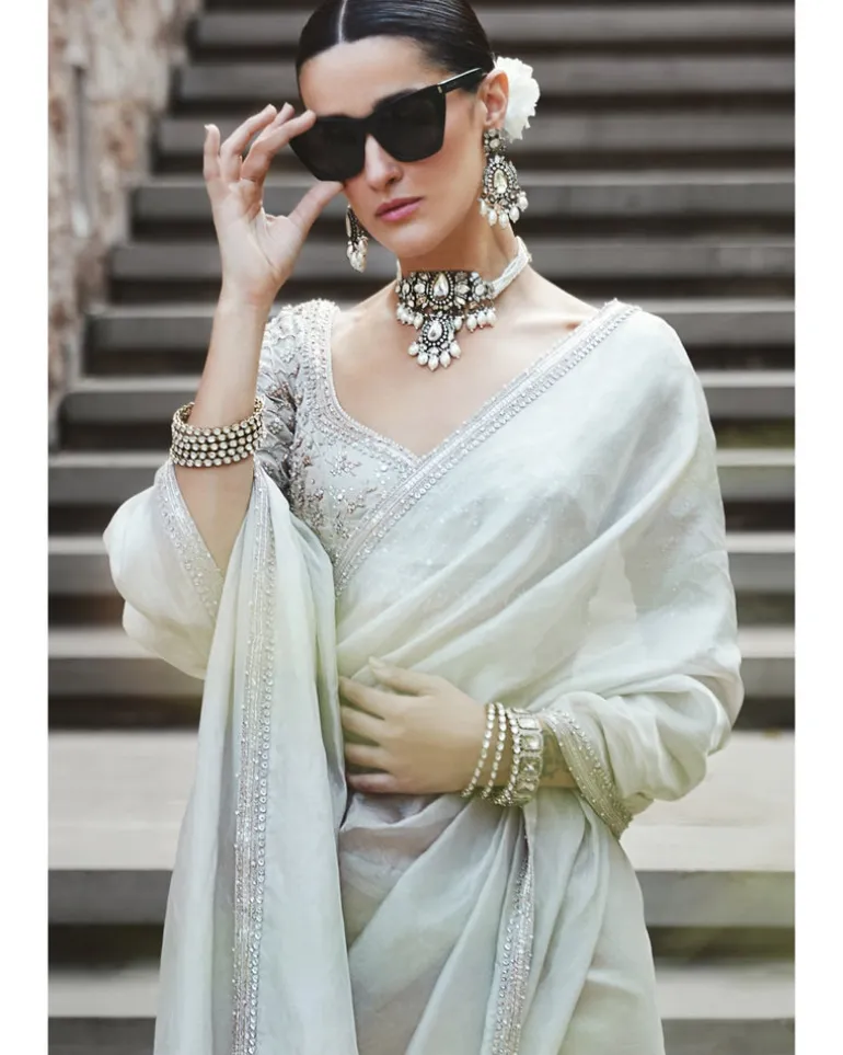 The Silver Needle Matsya Sari Set