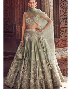 The Sona Patti Jade Bow Lehenga Set