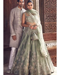 The Sona Patti Jade Bow Lehenga Set
