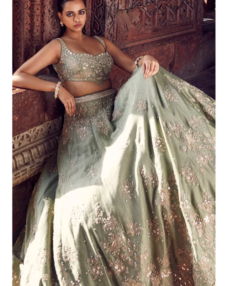 The Sona Patti Jade Bow Lehenga Set