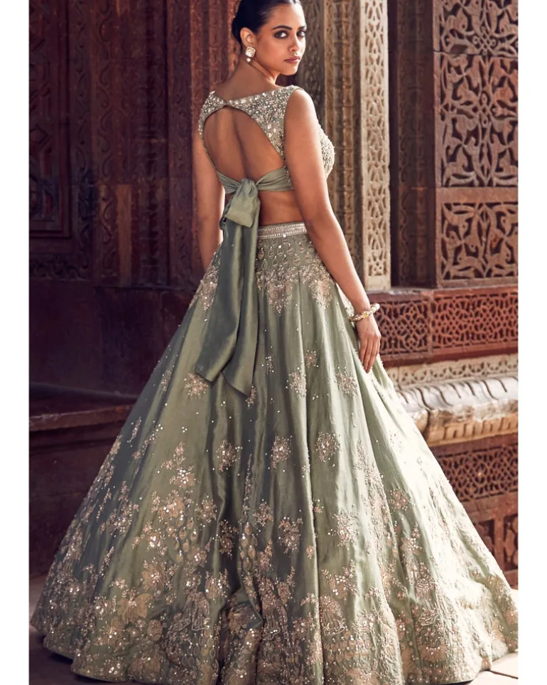 The Sona Patti Jade Bow Lehenga Set