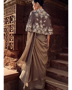 The Sona Patti Multani Mini Cape With The Iconic Wing Stitched Sari