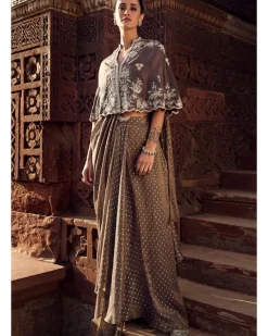 The Sona Patti Multani Mini Cape With The Iconic Wing Stitched Sari