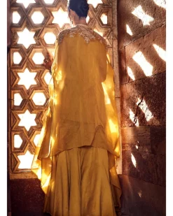 The Sona Patti Turmeric Cape With Kurta Set
