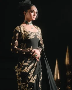 The Sunheri Bel Stitched Sari Set