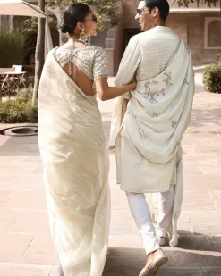 The Tarnished Ekru Royal Matsya Sari Set