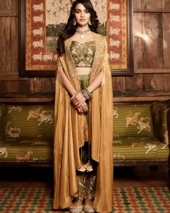 The Tissue Gota Olive & Haldi Cape Set