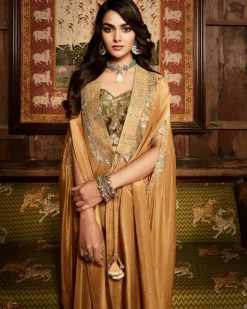 The Tissue Gota Olive & Haldi Cape Set