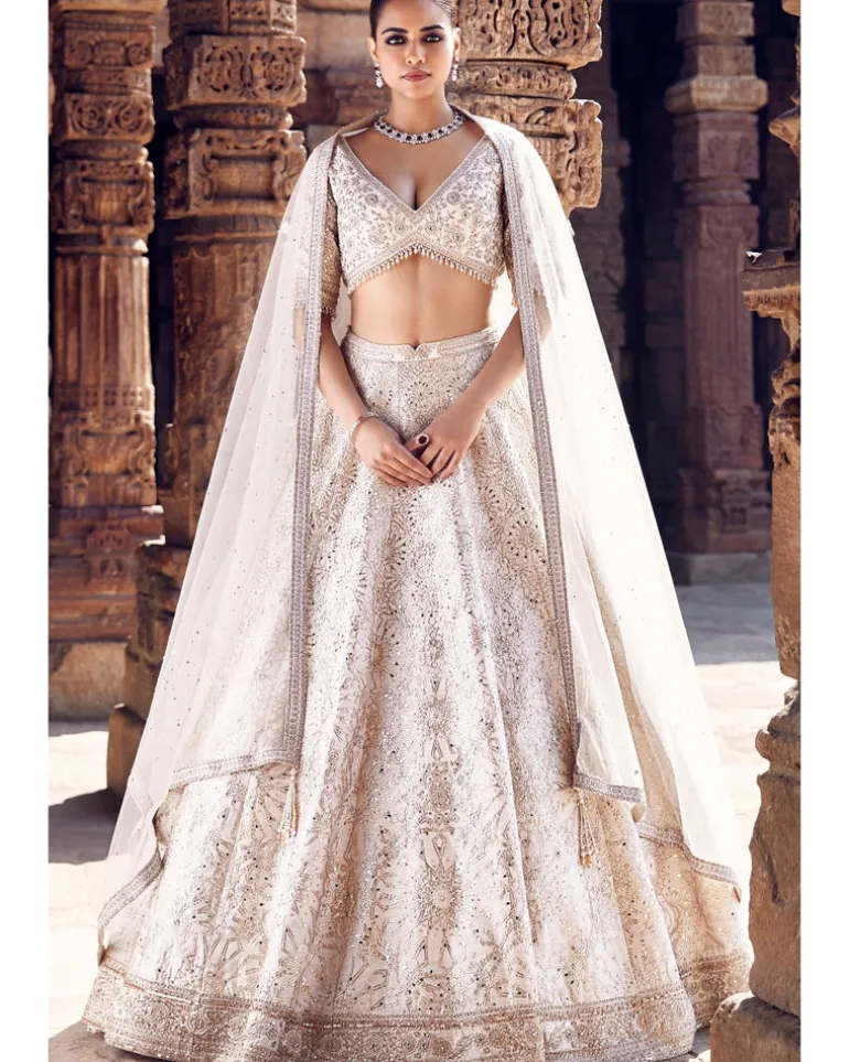 The Turkish Gota Ecru Lehenga Set