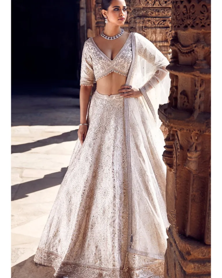 The Turkish Gota Ecru Lehenga Set