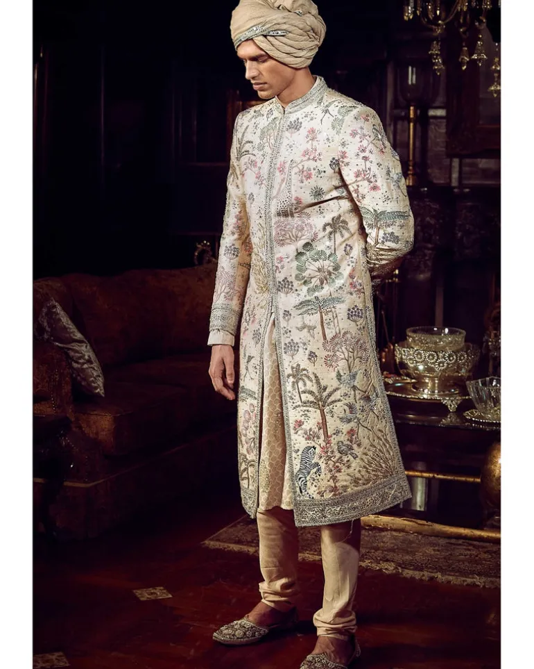 The Vintage Peach Masai Sherwani Set