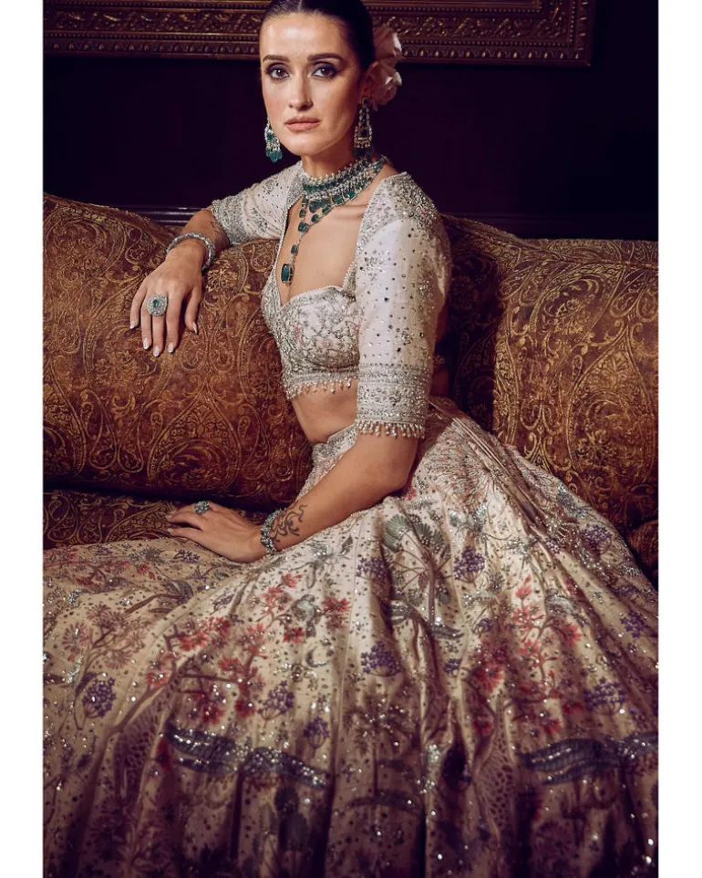 The Wanderlust Peach Sky Masai Lehenga Set