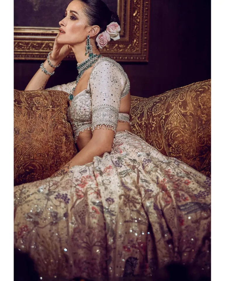 The Wanderlust Peach Sky Masai Lehenga Set